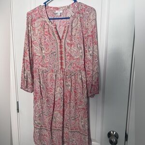 J. JIll Paisley Pink Dress Suze Small Petite Worn Once